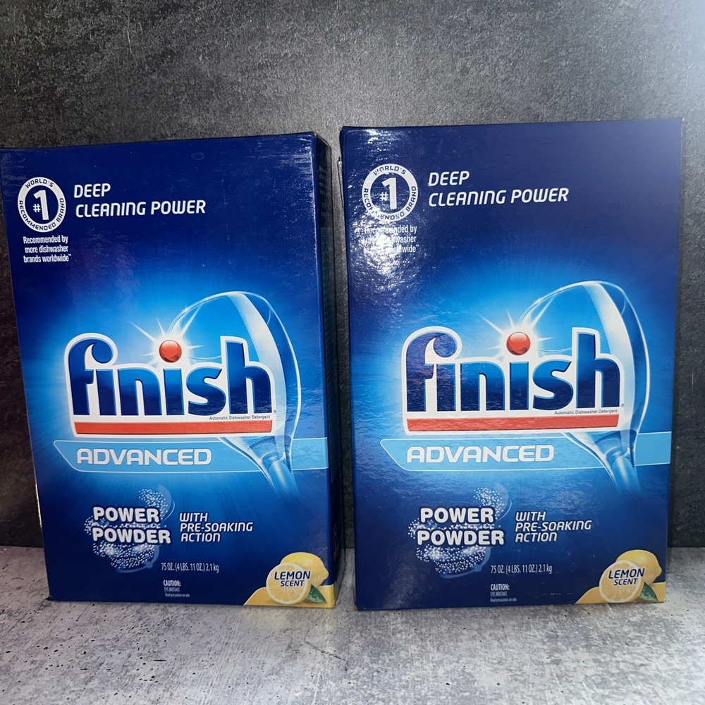 2 Lot Finish Advanced Power Powder Dishwasher Detergent Lemon Fresh Scent 75oz